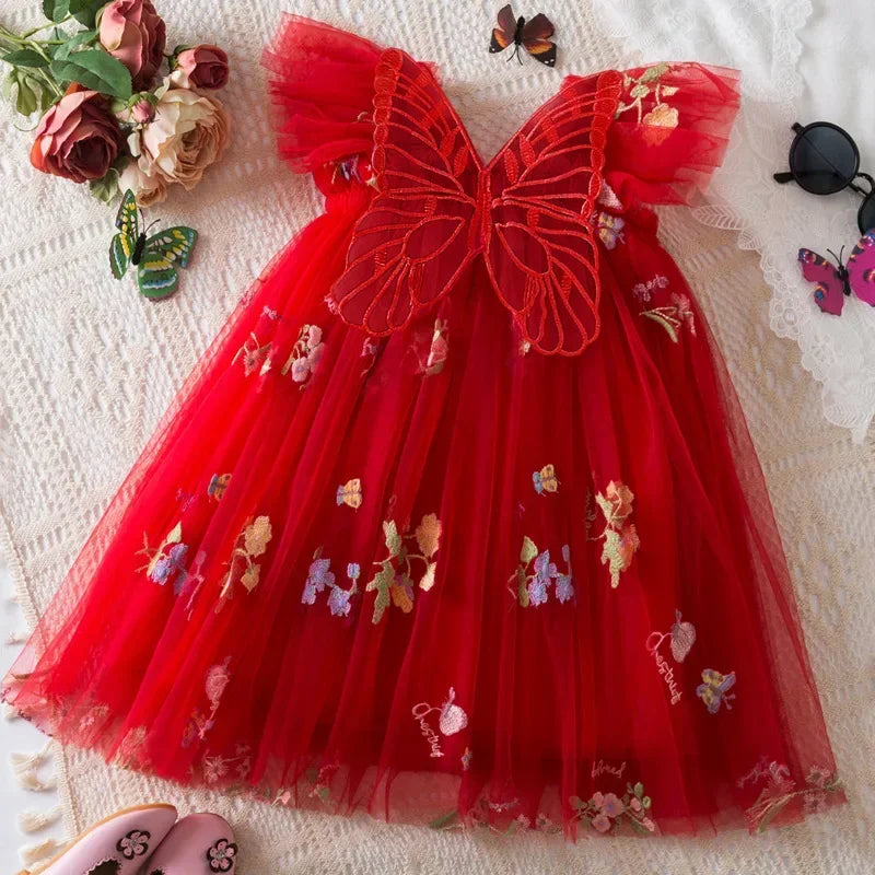 Girls' Dress Summer Lace Floral Print Cute Princess Baby Girl Dress Adorable Wedding Flower Girl Outfit