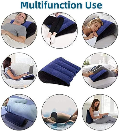 Inflatable Wedge Support Pillow Foldable Body for Leg Back Support Portable Ergonomic Wedge for Reading Yoga Car Travel
