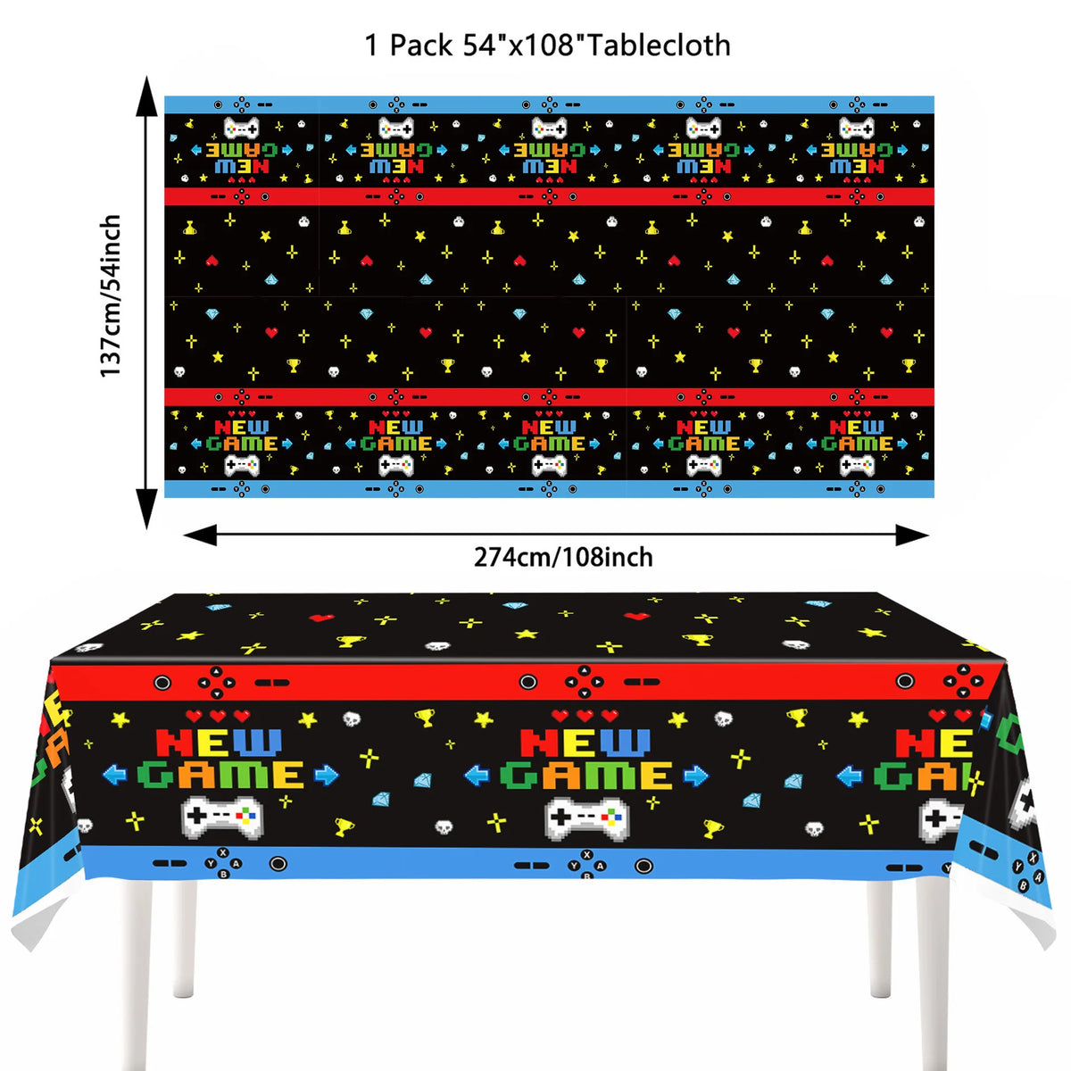 Gamepad Boy Birthday Party Decorations Paper Cup Plate Napkin Tablecloth Banner Caketopper Balloons For Baby Shower Supplies