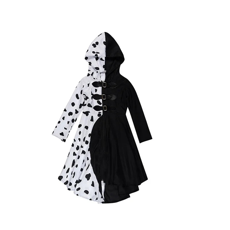 Cruella Cosplay Costume Maid Dress Halloween Costumes for Women Vestido Role Play Clothing Party Uniform Suit