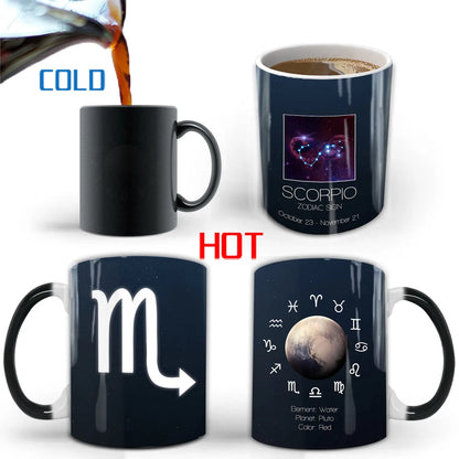 Creative Constellation Changing Color Cup Water Transfer magic Coffee Mug  friends birthday gift cup