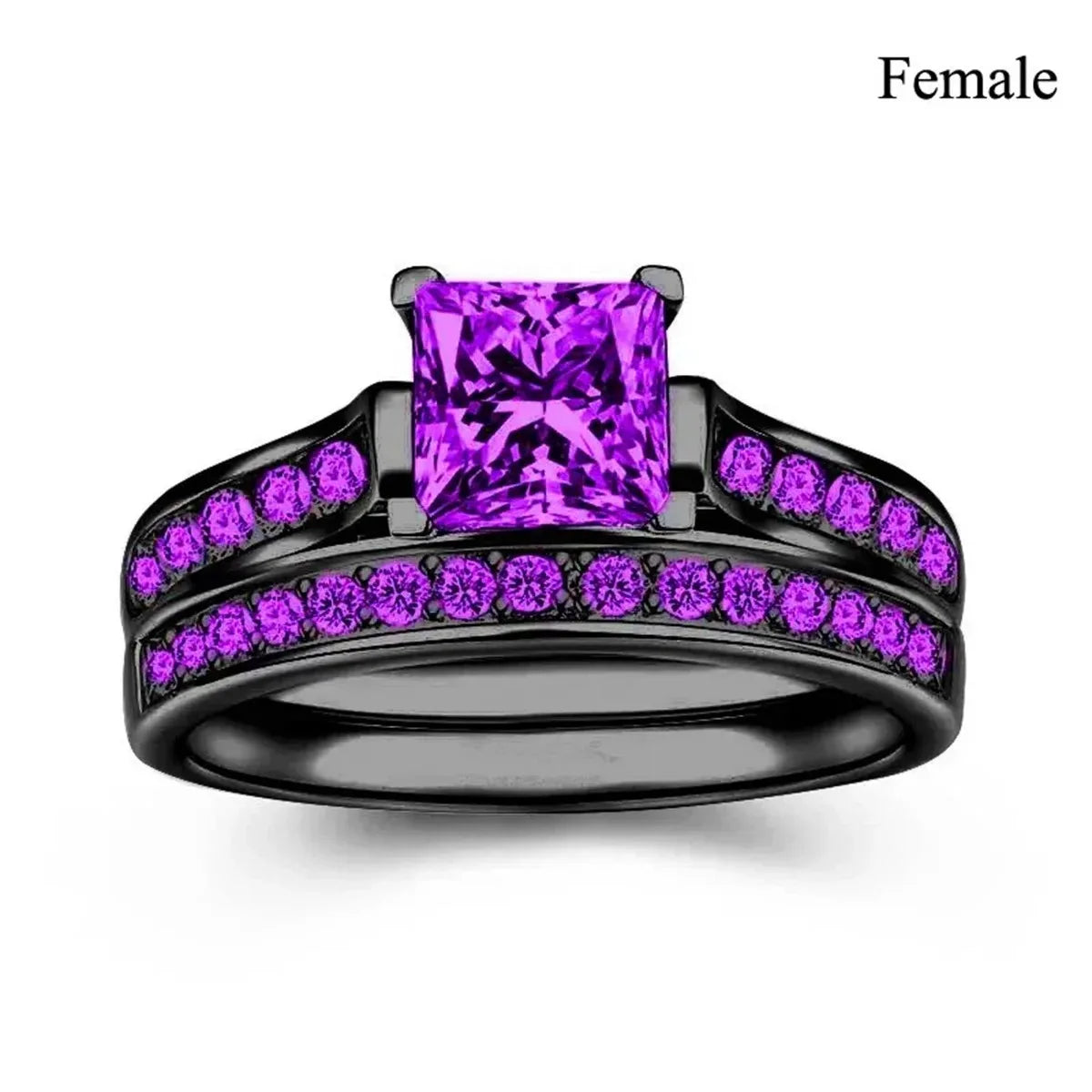 Charm Couple Rings Romantic Women Red Rhinestones Rings Set Trendy Men Stainless Steel Celtic Dragon Rings Wedding Band Jewelry