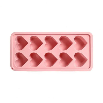 10 Grids Heart Shaped Silicone Ice Cube Trays Easy Release DIY Love Heart Ice Cubes Chocolate Candy Mold For Cocktails Ice Maker