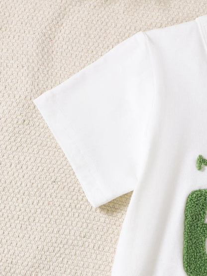 2Pcs Baby Boy Set Mom's Boy Letter Pattern Short Sleeve+Shorts Set Suitable for 0-3 Year Old Boys Summer Sports and Leisure Set