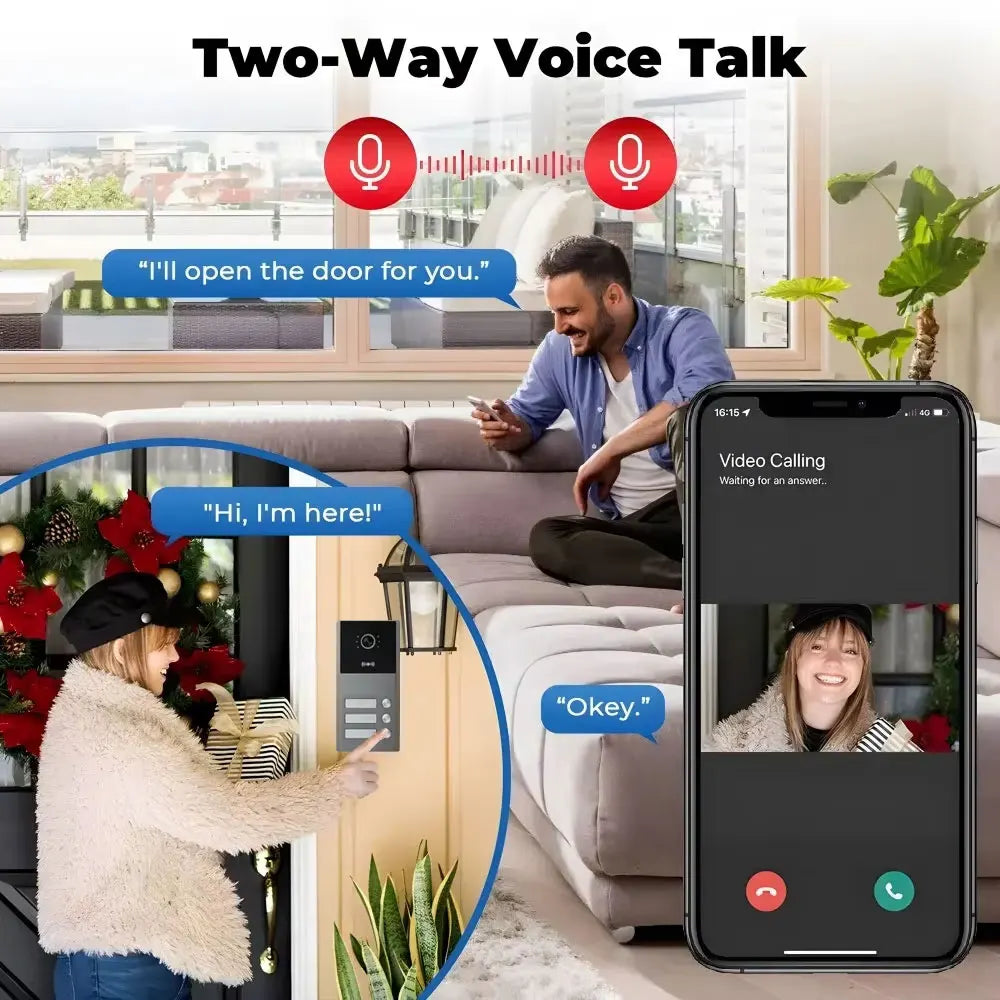 4 Wire 7 inch LCD WiFi Tuya Video Doorphone HD Camera Doorbell Intercom RFIC NFC APP Unlock System 4/6/8/10/12 Unit Apartments