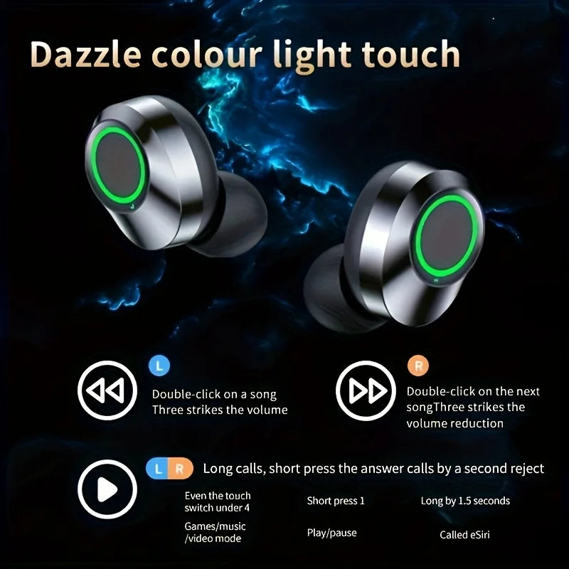 Original YD03 TWS Earphone Flashlight Wireless Headset 9D Noise Reduction 5.2 Bluetooth Headphone LED Display Touch Control Gift