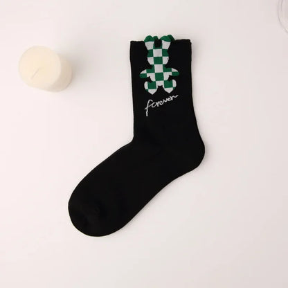 New Style Crew Socks for Women Spring Fashion Cute Flower Long Cotton Socks Japanese Style Breathable Casual Trendy Absorb Sweat