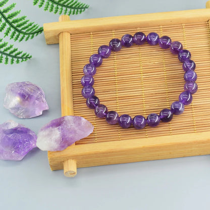 Natural Amethyst Quartz Crystal Bead Bracelet Health Bracelet for Women Weight Loss Fatigue Pressure Fatigue Relief Yoga Jewelry