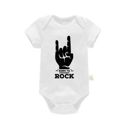 Born To Rock Newborn Baby Short Sleeve Cotton Baby Bodysuit Cute Baby Boy Clothes Jumpsuit Infant Outfit Baby Body Rock Onesie