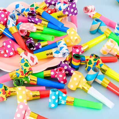 18/72pcs Random Mix Color Party Blower Whistles, Retractable Blow Noisemakers, Birthday Celebration Festival Party Decor YMY