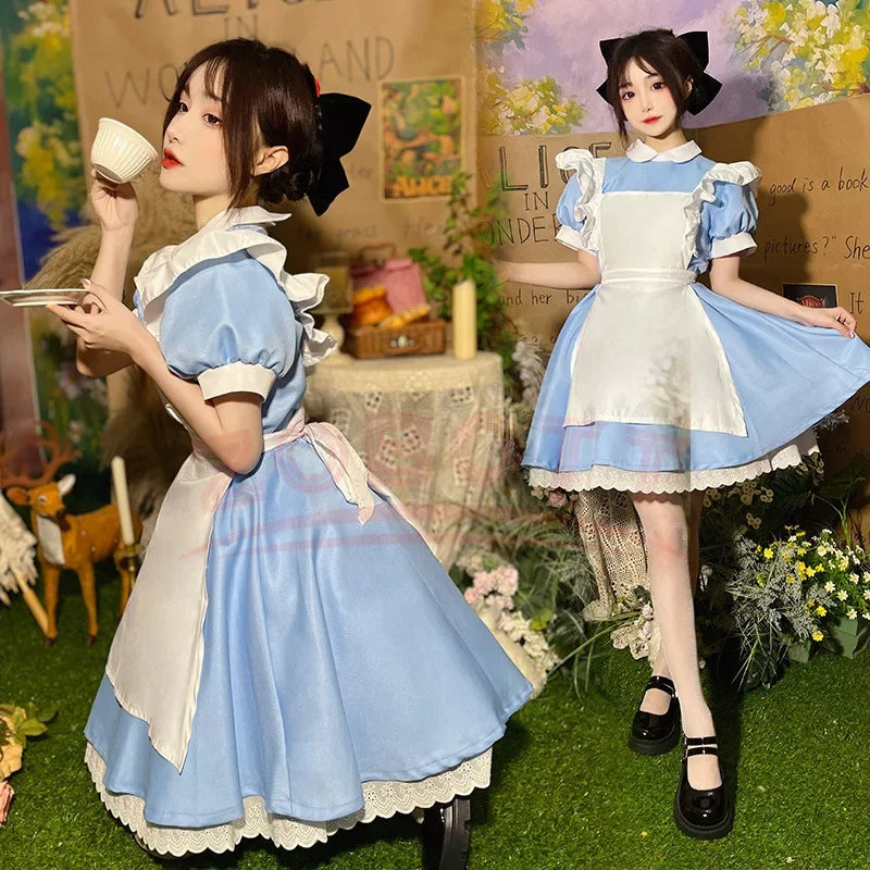 Lolita Dress Maid Apron Fantasia Carnival Halloween Costumes for Women Masquerade Party Alice In Wonderland Cosplay Costume