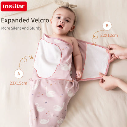 INSULAR Baby Cotton Swaddling Cloth With Caps Envelope Type Newborn Cartoon Envelope Anti-Startle Adjustable Bedding Item