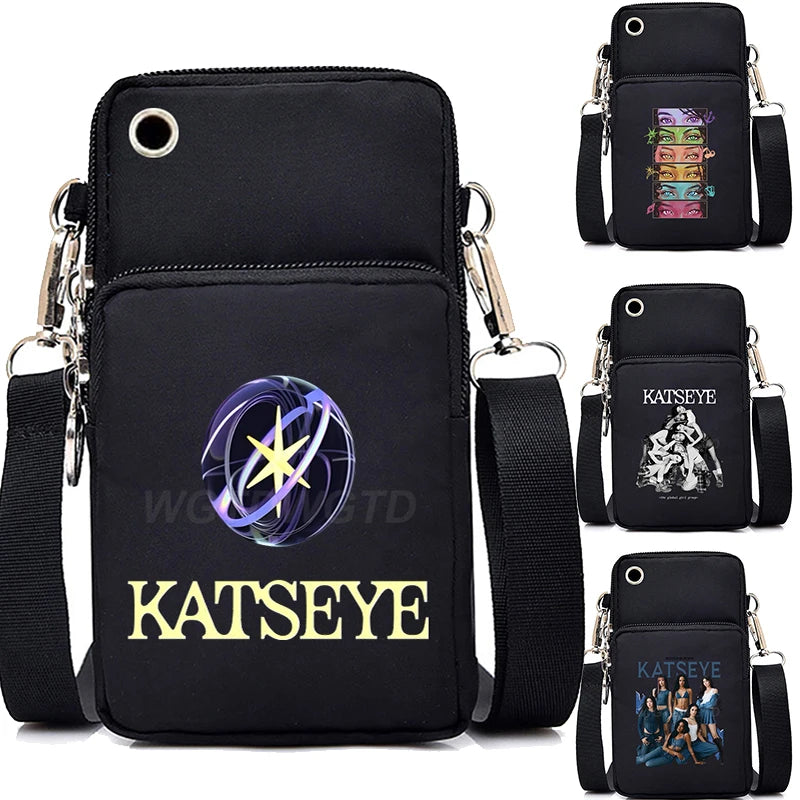 Funny Katseye Hip Hop Small Shoulder Bags Women Men Harajuku Katseye Mini Mobile Phone Bags 2026 New Purses Crossbody Bags Gifts