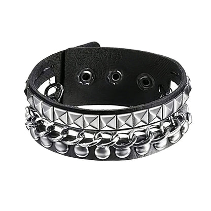 T5UF Stylish Punk Rock Bracelet Square Rivets Punk Wristband Trendy Gothic Jewelry Suitable for Individuality and Comfort