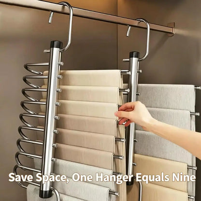 5/9 Layers Pants Hanger Stainless Steel Clothes Storage Hanger Space Saving Multi Trouser Rack Closet Organizer for Slacks