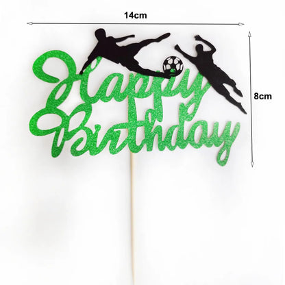 Soccer Ball Cake Topper Decorations Cupcakes Toppers Happy Birthday Sign Decor Football Theme Boy Girl Birthday Party Supplies