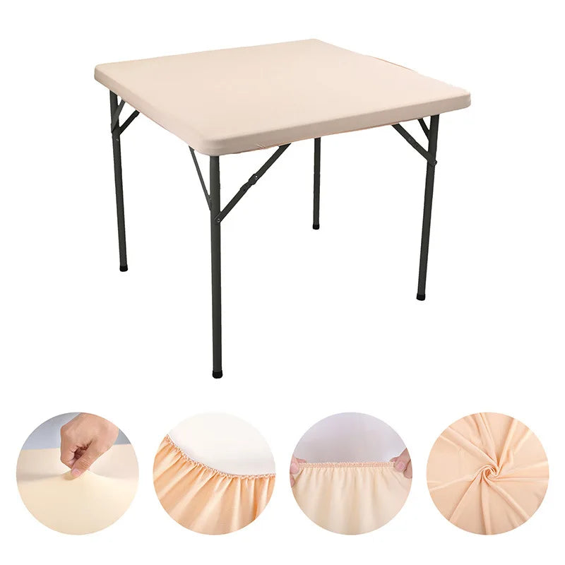 Square Elastic Edge Fitted Table Cover Outdoor Camping Picnic Tablecloth Wedding Banquet Cocktail Party Decor Table Cloth