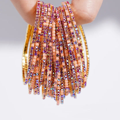 5pcs Fashion Colorful Acrylic Crystal Rhinestone Elastic Bracelet For Women Stretch Wristband Wedding Bracelets Daily Jewelry