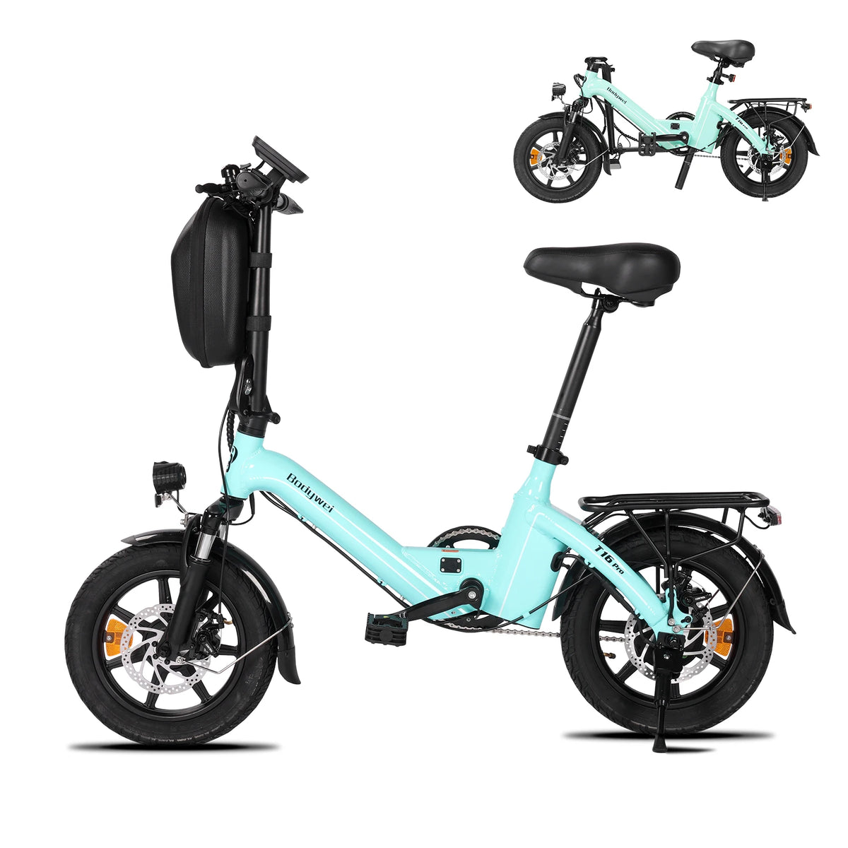 Bodywel T16Pro Folding Electric Bike | 250W Motor 14-Inch Wheels | Commuter E-Bike with Disc Brakes