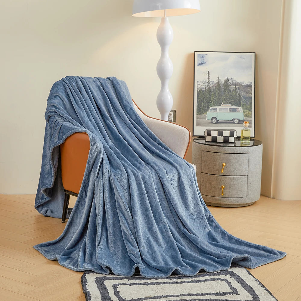 Winter Flannel Blankets For Beds 280GSM Faux Fur Coral Fleece Sofa Cover Microfiber Plush Fur Bedspread Plaid Blankets