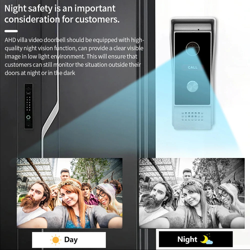 Wifi Wired Smart Home Video Door Intercom System 7" Color Screen Monitor AHD 1080P Doorbell Tuya App Remote Unlock