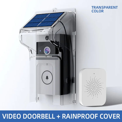 Wireless Video Doorbell with Solar Rain Cover Waterproof Wifi Door Bell Camera Color Intercom Video Doorbell Smart Home Security