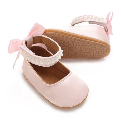 Infant Baby Girls Mary Jane Flats Bow Non-Slip Soft Sole Princess Toddler First Walkers Sneaker Wedding Dress Dancing Shoes