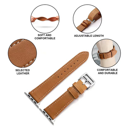 Leather Watch Straps For Apple Watch Band 46mm 44mm 49mm 45mm 42mm 40mm 41mm Bracelet Iwatch Series 11-10-9-8-7-6-5 Se-Ultra 2/3