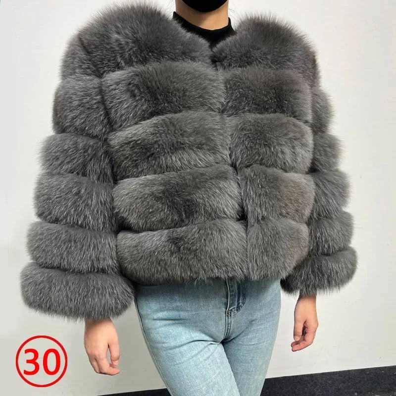 2023 Natural Real Fox Fur Coat Women Winter Warm Luxury Fur Jacket Detachable Long Sleeves Female Vest Furry Coats Outerwear