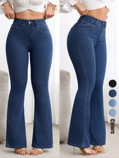 2026 New Women's Elastic Slimming Bell Bottom Jeans Butt Lifting Waist Micro Flared Pants Cotton Natural Waist Denim Jeans