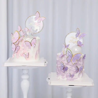 1 Set Happy Birthday Cake Topper Decoration Handmade Painted Butterfly For Wedding Party Baby Shower
