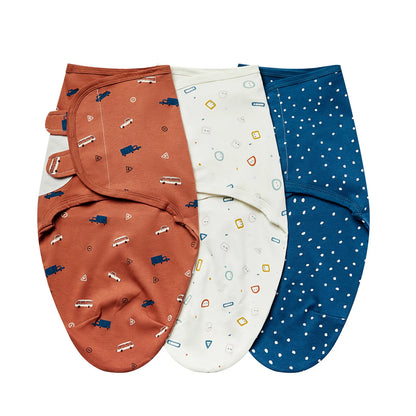 3Pcs Cute Newborn Baby Blankets Swaddles Set 100%Cotton Boys Girls Adjustable Swaddle Infant Swaddle for 0-6 Month
