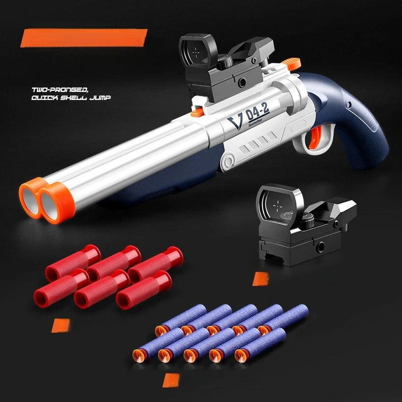 Double-barrel Toy Guns Soft Bullet Shell Throwing Rifle Manual Shooting Launcher Airsoft Gun for Adult Kids Outdoor Games