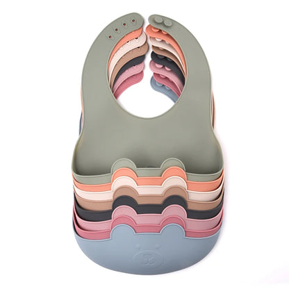 Cute Silicone Baby Bib (Unisex) – Ultra-Lightweight, Foldable Travel Bib. BPA-Free, Soft, and Durable Silicone Bib
