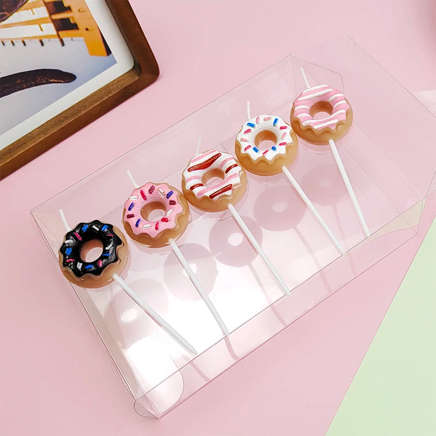 5PCS Cartoon cake candles hot selling donuts happy birthday children's party decorations romantic Valentine's Day gifts
