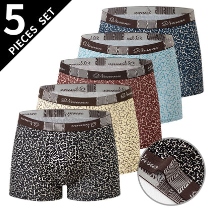 4/5Pcs European and American Size MEN'S Printed Fashion Boyshort Comfortable MEN'S Waist Plus Size Underwear Sexy Swimming Trunk