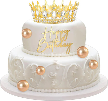 8 Pcs Silver Queen Crown Birthday Cake Topper for Women Rhinestone Crystal Tiara Wedding Happy Birthday Cake Decoration Foam