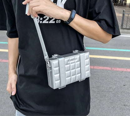 Trendy Brand Box Shape Bag for Man Woman 2026 New Small Square bag Pu Leather Shoulder Crossbody Bags Unisex Fashion Phone Purse