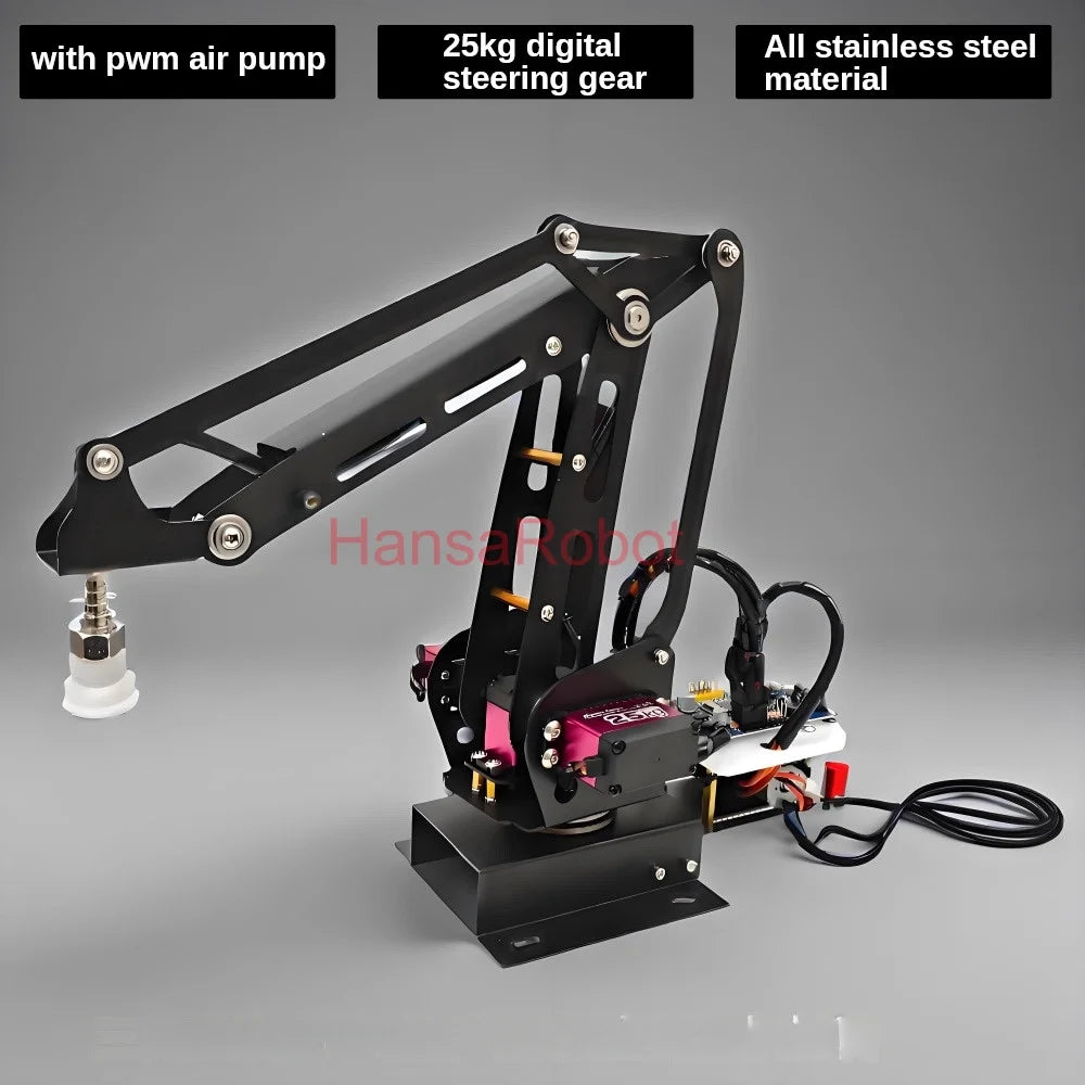 Cheap 3 DOF Metal Robotic Arm Mechanical Manipulator with Metal 25KG Digital Servos Arduino UNO Air Pump Suction Cup DIY Toys