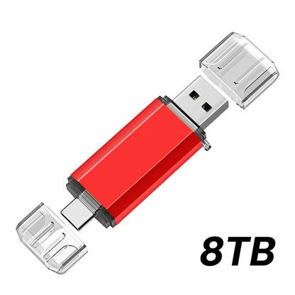 Lenovo 16TB 2 In 1 OTG USB Flash Drive 3.0 Type C 8TB 2TB Pendrive For iPhone Samsung Huawei Xiaomi Android Laptop Memory Stick