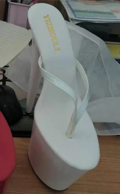 Stylish 15cm princess slippers for the summer, sexy nightclub heels, and 6-inch stiletto slippers with lacquered heels