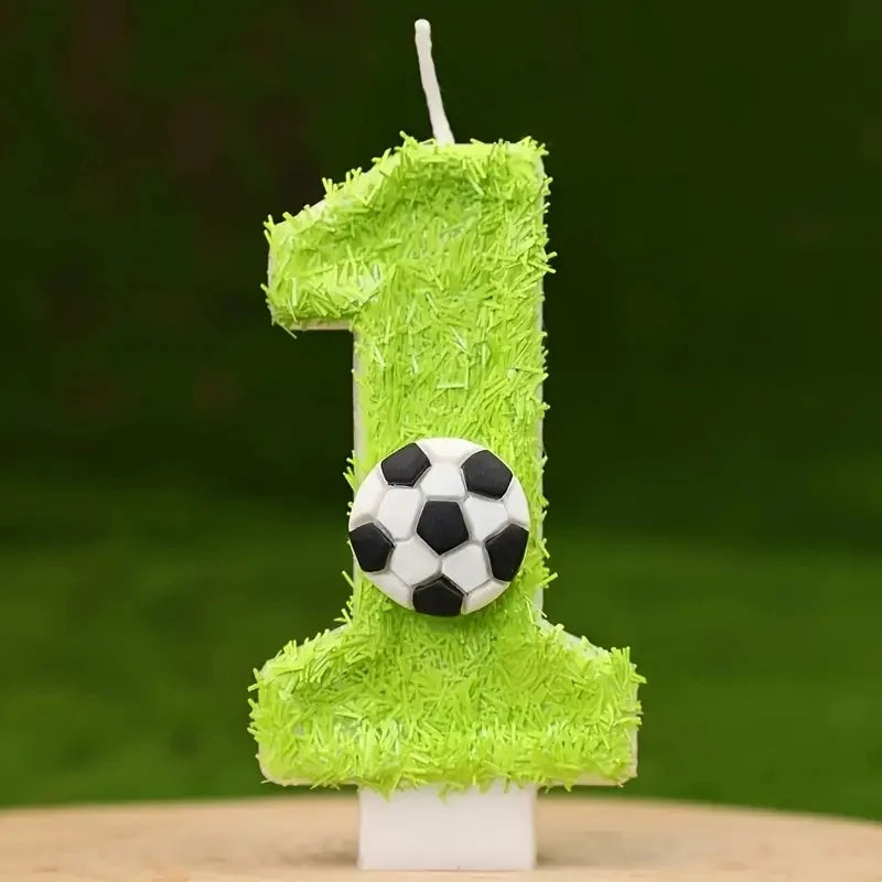 New 0-9 Number Birthday Candles Original Green Silk Football Birthday Cake Digital Party Anniversary Candle