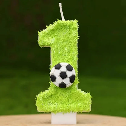 New 0-9 Number Birthday Candles Original Green Silk Football Birthday Cake Digital Party Anniversary Candle