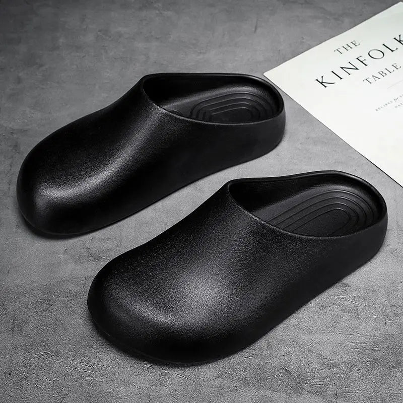 Home Outdoor Clogs for Men, All-Season Non-Slip Waterproof Half-Slippers, Chef Shoes for Work and Outdoor Wear