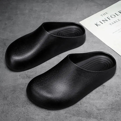 Home Outdoor Clogs for Men, All-Season Non-Slip Waterproof Half-Slippers, Chef Shoes for Work and Outdoor Wear
