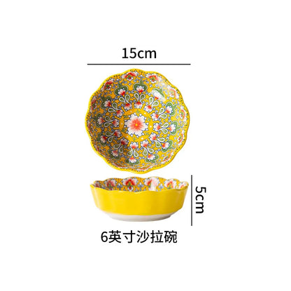 Ceramic Tableware Set Rice Bowl Serving Plate Creative Cutlery Soup Plate Noodle Handle Bowl Sauce Dish Steak Salad Fruit Plate