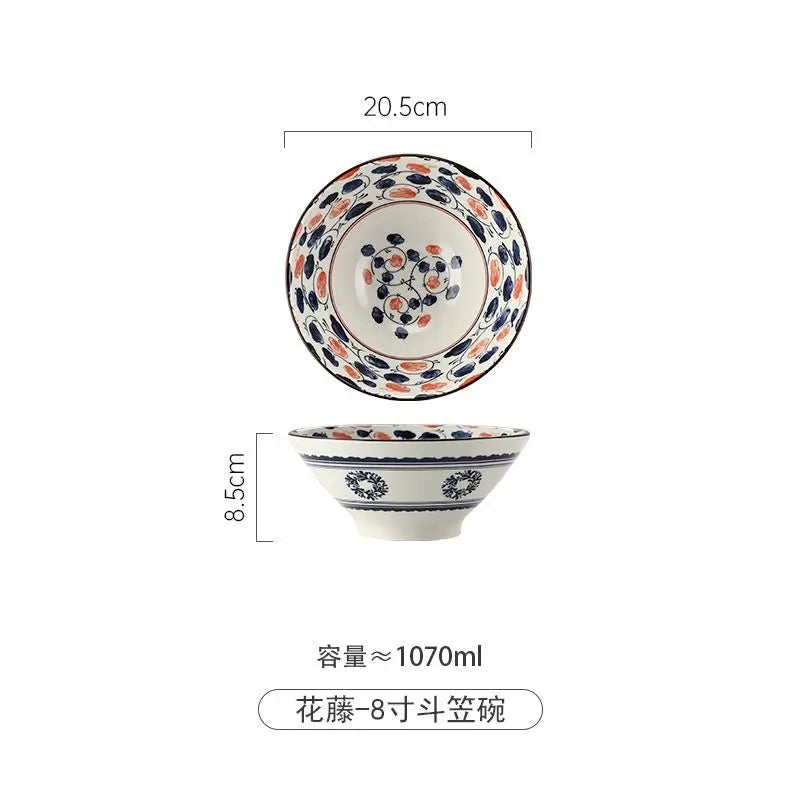 Japanese Ramen Bowl Household Soup Bowl Salad Bowl Ceramic Tableware Instant Noodle Bowl Ceramic Tableware