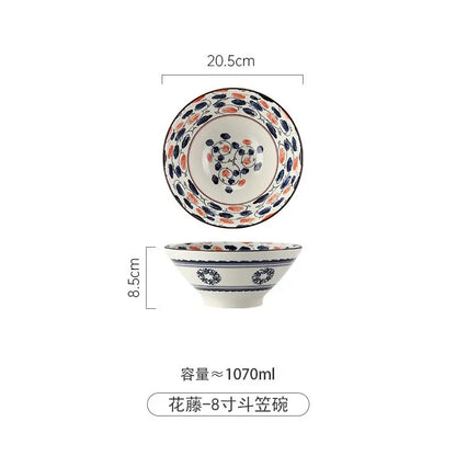 Japanese Ramen Bowl Household Soup Bowl Salad Bowl Ceramic Tableware Instant Noodle Bowl Ceramic Tableware