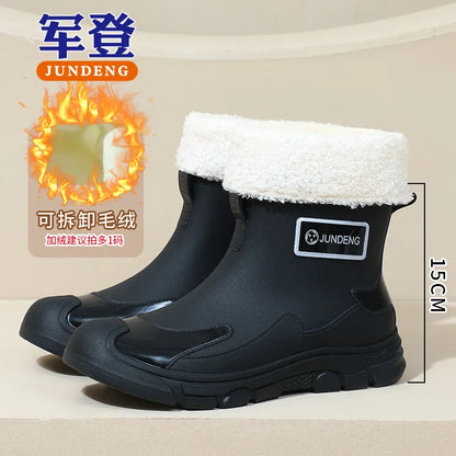 Women's Rain Boots Fashionable Summer Short Tube Rain Boots Adult Wear Gardening Work Water Shoes Rainy Season Commuting Shoes