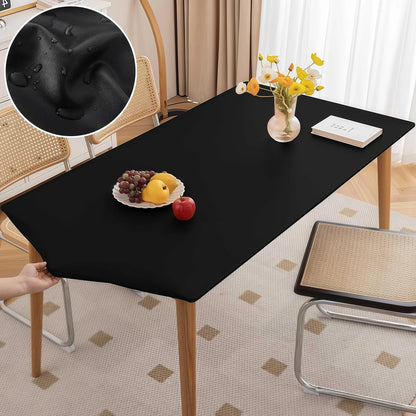 Waterproof Table Cloth Picnic Elastic PU Leather Fitted Edged Table Cloth Stretch Square/Rectangle Table Cover Wipe-Clean